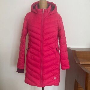 Spyder sz girls L, 14/16 or womens XS long quilted insulated winter jacket